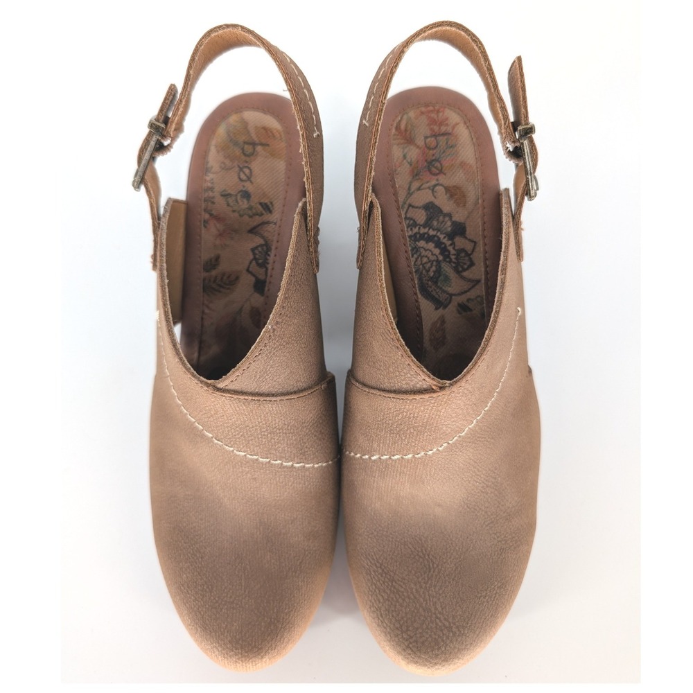 Born Cecilia Platform Clog Women 10 Tan Slingback Block Heel Boho Chic 70s Style - Picture 7 of 11